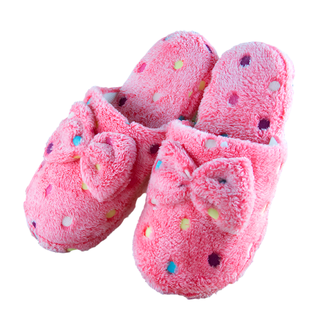 Fuzzy Bow House Shoes